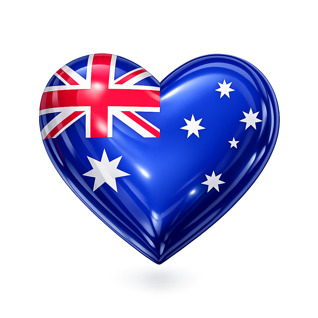 Australian flag in heart shape